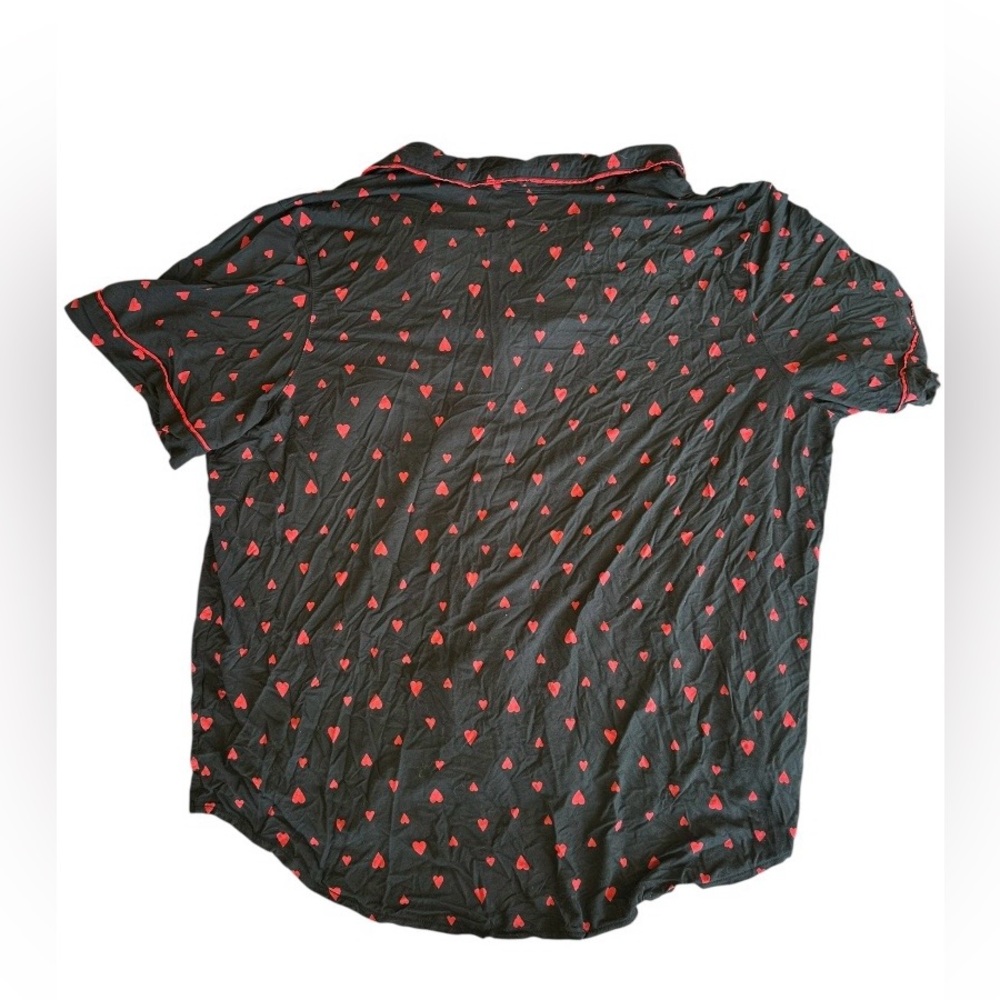 Victoria’s Secret Black & Red Hearts Button Down Modal Short Pajama Sleep Set XL - Picture 3 of 13